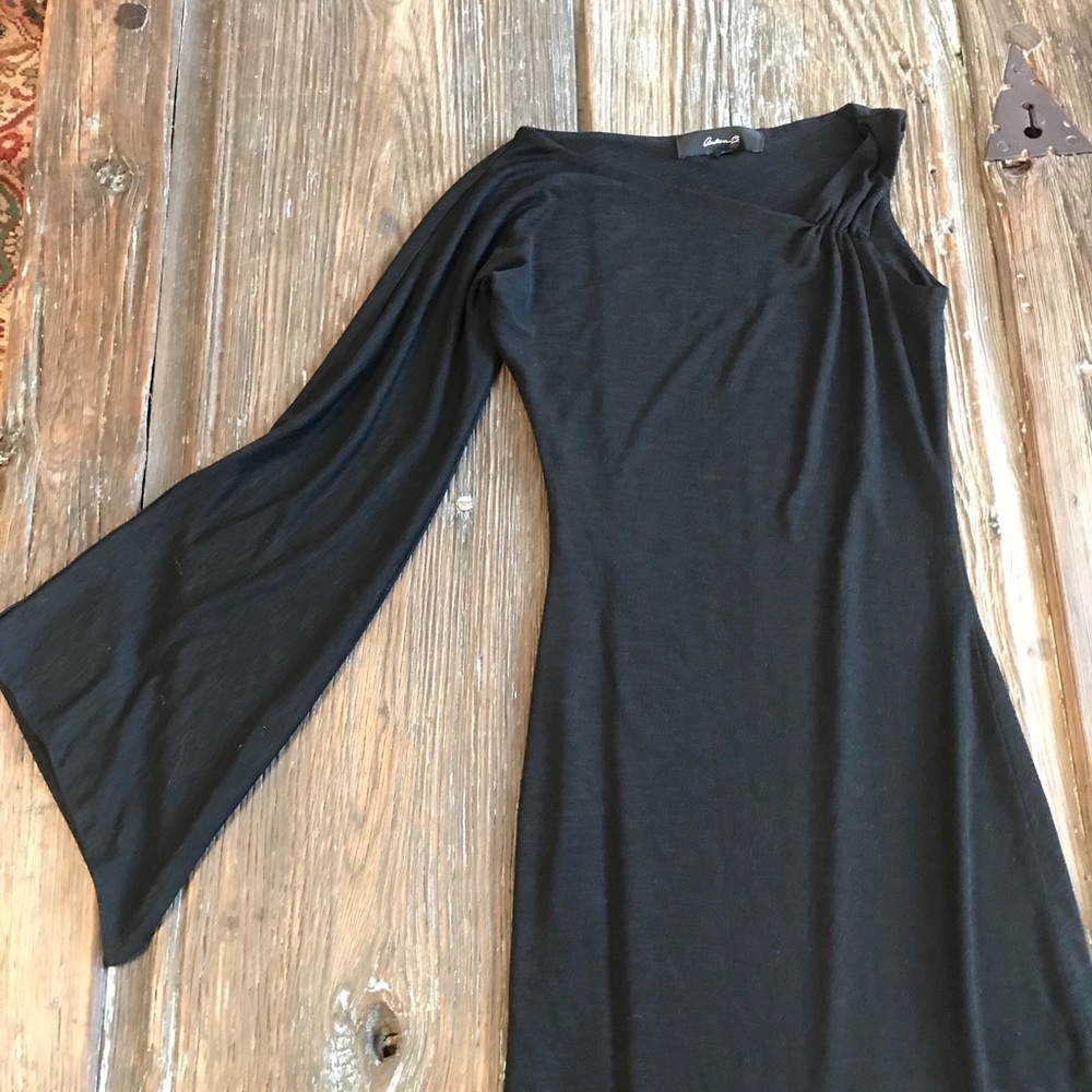 Sexy long asymmetrical sleeve dress